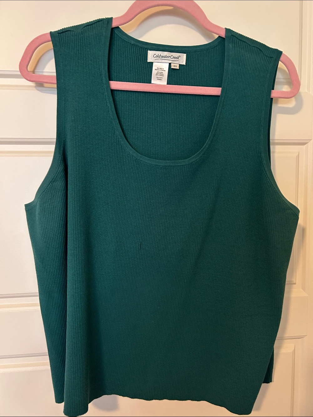 Coldwater Creek Teal Ribbed Scoop Neck Tank Top